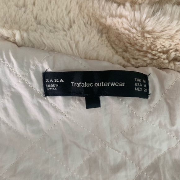 Women’s Jacket ZARA Trafaluc Grey Teddy Bear Wool Jacket Zip Front Hooded Jacket - Picture 6 of 7